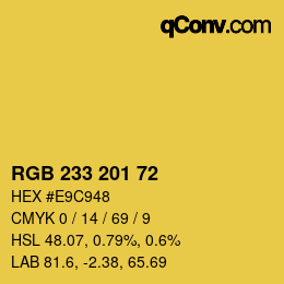 Color code: RGB 233 201 72 | qconv.com