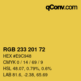 Color code: RGB 233 201 72 | qconv.com