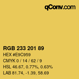 Color code: RGB 233 201 89 | qconv.com