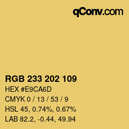 Color code: RGB 233 202 109 | qconv.com