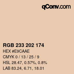 颜色代码: RGB 233 202 174 | qconv.com
