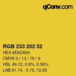 Color code: RGB 233 202 52 | qconv.com