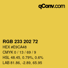 Color code: RGB 233 202 72 | qconv.com