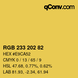Color code: RGB 233 202 82 | qconv.com