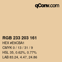 Color code: RGB 233 203 161 | qconv.com