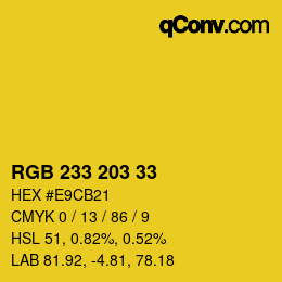 Color code: RGB 233 203 33 | qconv.com