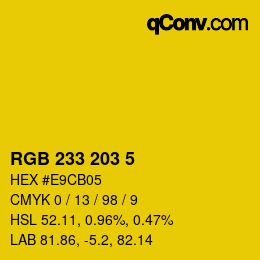 Color code: RGB 233 203 5 | qconv.com