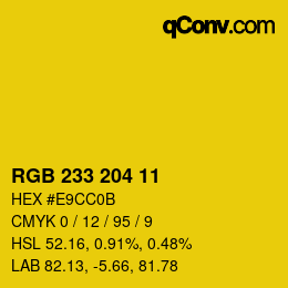 Color code: RGB 233 204 11 | qconv.com
