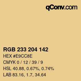 Color code: RGB 233 204 142 | qconv.com