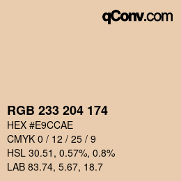 Color code: RGB 233 204 174 | qconv.com