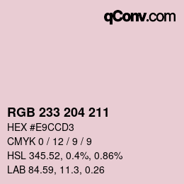 Color code: RGB 233 204 211 | qconv.com