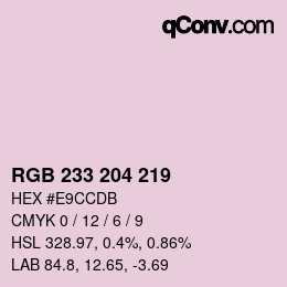 Código de color: RGB 233 204 219 | qconv.com