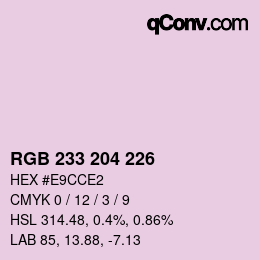 颜色代码: RGB 233 204 226 | qconv.com