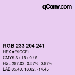 Color code: RGB 233 204 241 | qconv.com