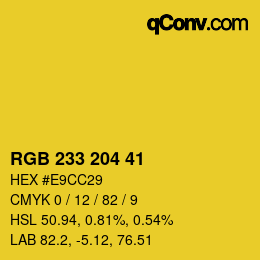 Color code: RGB 233 204 41 | qconv.com