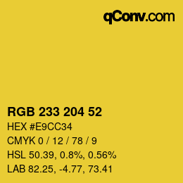 颜色代码: RGB 233 204 52 | qconv.com