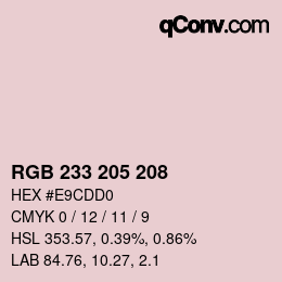 Color code: RGB 233 205 208 | qconv.com