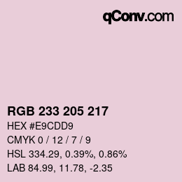 Color code: RGB 233 205 217 | qconv.com
