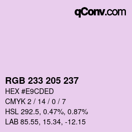 Color code: RGB 233 205 237 | qconv.com