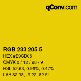 カラーコード: RGB 233 205 5 | qconv.com