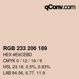 Color code: RGB 233 206 189 | qconv.com