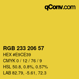 Color code: RGB 233 206 57 | qconv.com