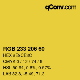 Color code: RGB 233 206 60 | qconv.com