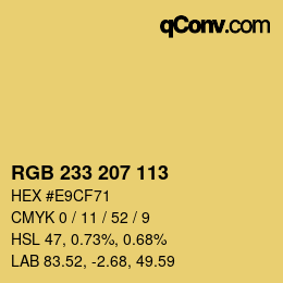 Color code: RGB 233 207 113 | qconv.com