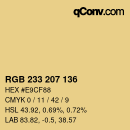 Color code: RGB 233 207 136 | qconv.com