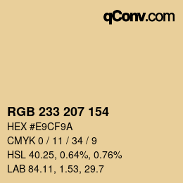 Color code: RGB 233 207 154 | qconv.com