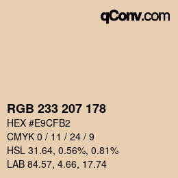 Color code: RGB 233 207 178 | qconv.com