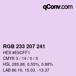 Color code: RGB 233 207 241 | qconv.com