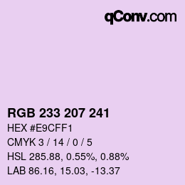 Color code: RGB 233 207 241 | qconv.com