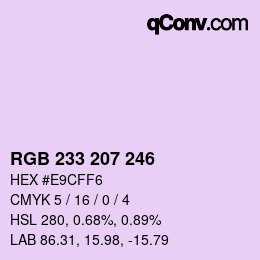 Color code: RGB 233 207 246 | qconv.com