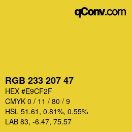 Color code: RGB 233 207 47 | qconv.com