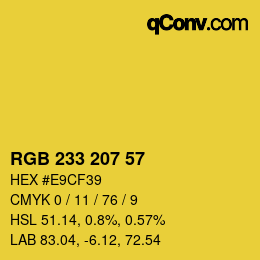 Color code: RGB 233 207 57 | qconv.com