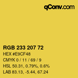 Color code: RGB 233 207 72 | qconv.com