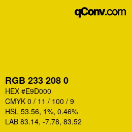 Color code: RGB 233 208 0 | qconv.com