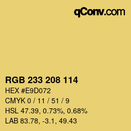 Color code: RGB 233 208 114 | qconv.com