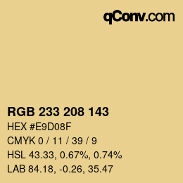 Color code: RGB 233 208 143 | qconv.com