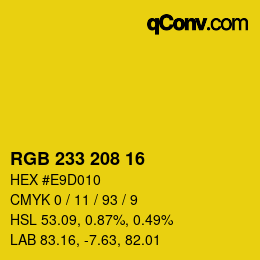 Color code: RGB 233 208 16 | qconv.com