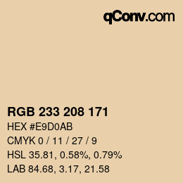 Color code: RGB 233 208 171 | qconv.com