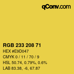 Color code: RGB 233 208 71 | qconv.com