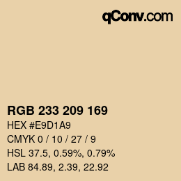 Color code: RGB 233 209 169 | qconv.com