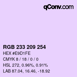 Color code: RGB 233 209 254 | qconv.com