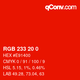 カラーコード: RGB 233 20 0 | qconv.com