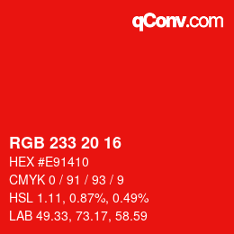 Color code: RGB 233 20 16 | qconv.com