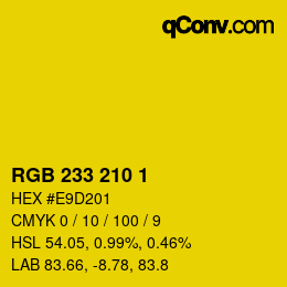 Color code: RGB 233 210 1 | qconv.com