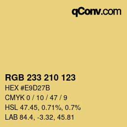 カラーコード: RGB 233 210 123 | qconv.com