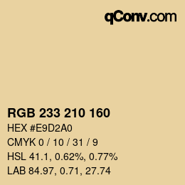 Color code: RGB 233 210 160 | qconv.com